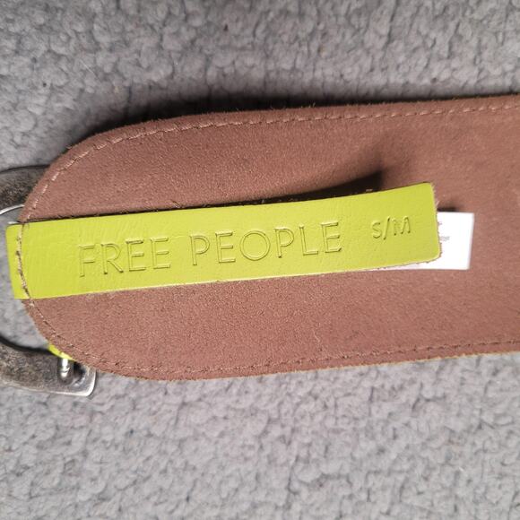 Free People Belt Small Medium Neon Yellow Leather Parakeet Wrap Waist Boho Waltz